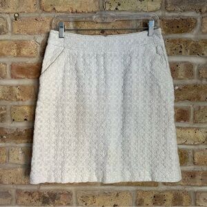 Banana Republic White Embroidered Floral Cotton Skirt
